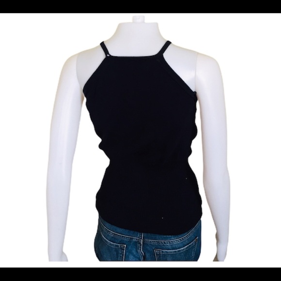 ADRIENNE VITTADINI Knit Ruffle Sleeveless Tank/Top Navy Blue Size Medium - Picture 2 of 9